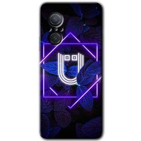 Huawei Nova 9 SE Dark Neon Yaprak U Harfi Baskılı Uyumlu Silikon Kılıf