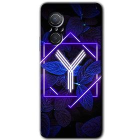 Huawei Nova 9 SE Dark Neon Yaprak Y Harfi Baskılı Uyumlu Silikon Kılıf