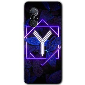 Huawei Nova 9 SE Dark Neon Yaprak Y Harfi Baskılı Uyumlu Silikon Kılıf