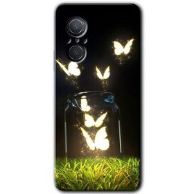 Huawei Nova 9 SE Işıklı Kelebekler Baskılı Uyumlu Silikon Kılıf