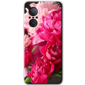 Huawei Nova 9 SE Kırmızı Beyaz Gül Baskılı Uyumlu Silikon Kılıf