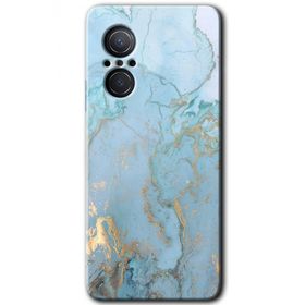Huawei Nova 9 SE Mavi Gold Mermer Baskılı Uyumlu Silikon Kılıf