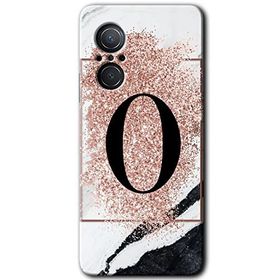 Huawei Nova 9 SE Pembe Mermer Desenli O Harfi Baskılı Uyumlu Silikon Kılıf