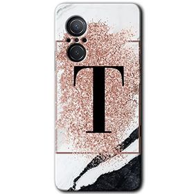 Huawei Nova 9 SE Pembe Mermer Desenli T Harfi Baskılı Uyumlu Silikon Kılıf