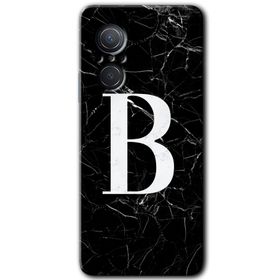 Huawei Nova 9 SE Siyah Mermer Desenli B Harfi Baskılı Uyumlu Silikon Kılıf