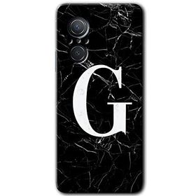 Huawei Nova 9 SE Siyah Mermer Desenli G Harfi Baskılı Uyumlu Silikon Kılıf