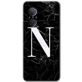 Huawei Nova 9 SE Siyah Mermer Desenli N Harfi Baskılı Uyumlu Silikon Kılıf