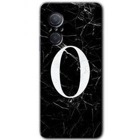Huawei Nova 9 SE Siyah Mermer Desenli Ö Harfi Baskılı Uyumlu Silikon Kılıf