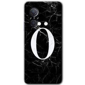 Huawei Nova 9 SE Siyah Mermer Desenli Ö Harfi Baskılı Uyumlu Silikon Kılıf