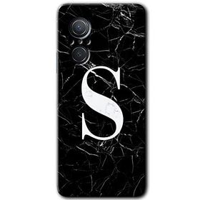 Huawei Nova 9 SE Siyah Mermer Desenli S Harfi Baskılı Uyumlu Silikon Kılıf