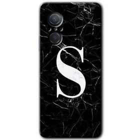 Huawei Nova 9 SE Siyah Mermer Desenli S Harfi Baskılı Uyumlu Silikon Kılıf