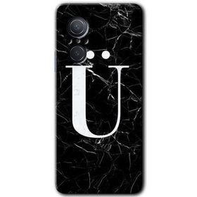 Huawei Nova 9 SE Siyah Mermer Desenli U Harfi Baskılı Uyumlu Silikon Kılıf