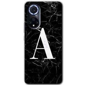Huawei Nova 9 Siyah Mermer Desenli A Harfi Baskılı Uyumlu Silikon Kılıf
