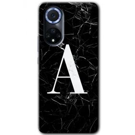Huawei Nova 9 Siyah Mermer Desenli A Harfi Baskılı Uyumlu Silikon Kılıf