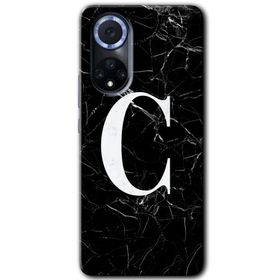 Huawei Nova 9 Siyah Mermer Desenli C Harfi Baskılı Uyumlu Silikon Kılıf