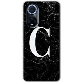 Huawei Nova 9 Siyah Mermer Desenli C Harfi Baskılı Uyumlu Silikon Kılıf