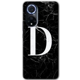 Huawei Nova 9 Siyah Mermer Desenli D Harfi Baskılı Uyumlu Silikon Kılıf