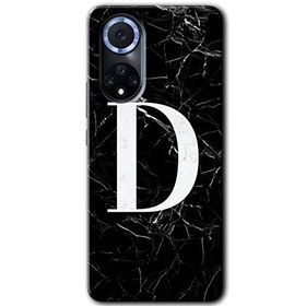 Huawei Nova 9 Siyah Mermer Desenli D Harfi Baskılı Uyumlu Silikon Kılıf