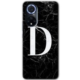 Huawei Nova 9 Siyah Mermer Desenli D Harfi Baskılı Uyumlu Silikon Kılıf