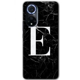 Huawei Nova 9 Siyah Mermer Desenli E Harfi Baskılı Uyumlu Silikon Kılıf