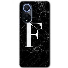 Huawei Nova 9 Siyah Mermer Desenli F Harfi Baskılı Uyumlu Silikon Kılıf