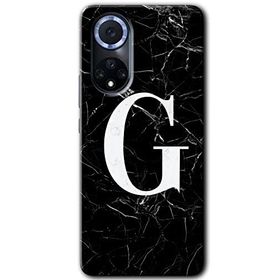 Huawei Nova 9 Siyah Mermer Desenli G Harfi Baskılı Uyumlu Silikon Kılıf