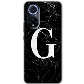 Huawei Nova 9 Siyah Mermer Desenli G Harfi Baskılı Uyumlu Silikon Kılıf
