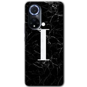 Huawei Nova 9 Siyah Mermer Desenli İ Harfi Baskılı Uyumlu Silikon Kılıf