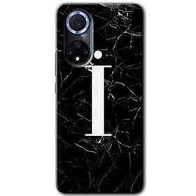 Huawei Nova 9 Siyah Mermer Desenli İ Harfi Baskılı Uyumlu Silikon Kılıf