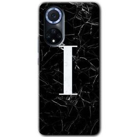 Huawei Nova 9 Siyah Mermer Desenli İ Harfi Baskılı Uyumlu Silikon Kılıf