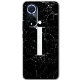 Huawei Nova 9 Siyah Mermer Desenli İ Harfi Baskılı Uyumlu Silikon Kılıf