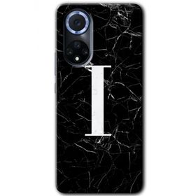 Huawei Nova 9 Siyah Mermer Desenli İ Harfi Baskılı Uyumlu Silikon Kılıf