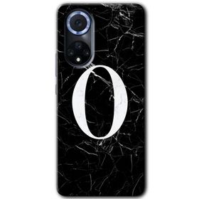 Huawei Nova 9 Siyah Mermer Desenli O Harfi Baskılı Uyumlu Silikon Kılıf