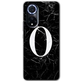 Huawei Nova 9 Siyah Mermer Desenli O Harfi Baskılı Uyumlu Silikon Kılıf