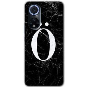Huawei Nova 9 Siyah Mermer Desenli O Harfi Baskılı Uyumlu Silikon Kılıf