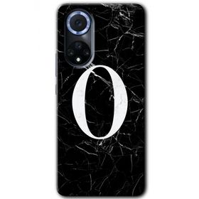 Huawei Nova 9 Siyah Mermer Desenli O Harfi Baskılı Uyumlu Silikon Kılıf