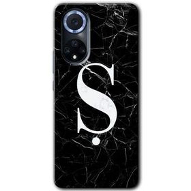 Huawei Nova 9 Siyah Mermer Desenli S Harfi Baskılı Uyumlu Silikon Kılıf