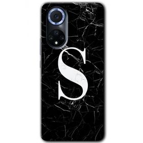 Huawei Nova 9 Siyah Mermer Desenli S Harfi Baskılı Uyumlu Silikon Kılıf