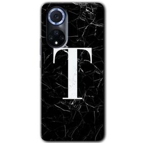 Huawei Nova 9 Siyah Mermer Desenli T Harfi Baskılı Uyumlu Silikon Kılıf
