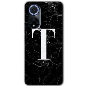 Huawei Nova 9 Siyah Mermer Desenli T Harfi Baskılı Uyumlu Silikon Kılıf