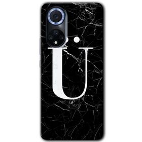 Huawei Nova 9 Siyah Mermer Desenli Ü Harfi Baskılı Uyumlu Silikon Kılıf