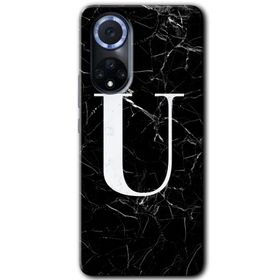 Huawei Nova 9 Siyah Mermer Desenli Ü Harfi Baskılı Uyumlu Silikon Kılıf