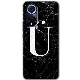 Huawei Nova 9 Siyah Mermer Desenli Ü Harfi Baskılı Uyumlu Silikon Kılıf