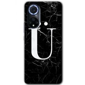 Huawei Nova 9 Siyah Mermer Desenli Ü Harfi Baskılı Uyumlu Silikon Kılıf