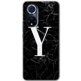 Huawei Nova 9 Siyah Mermer Desenli Y Harfi Baskılı Uyumlu Silikon Kılıf