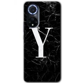 Huawei Nova 9 Siyah Mermer Desenli Y Harfi Baskılı Uyumlu Silikon Kılıf