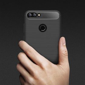 Huawei P Smart 2018 Karbon Fiber Armor Kapak Uyumlu Silikon Kılıf