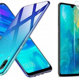 Huawei P Smart 2019 Şeffaf Kırılmaz Cam + Uyumlu Silikon Kılıf
