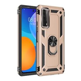 Huawei P Smart 2021 Sofya Yüzüklü Silikon Kapak Gold Kılıf