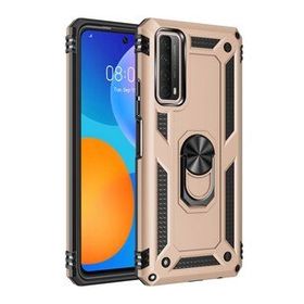 Huawei P Smart 2021 Sofya Yüzüklü Silikon Kapak Gold Kılıf